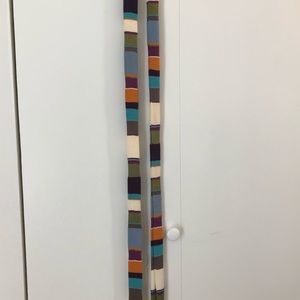 Long striped stitched thin scarf